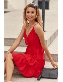 Delicate dress with a red envelope neckline PR3200 - Online store - Boutique